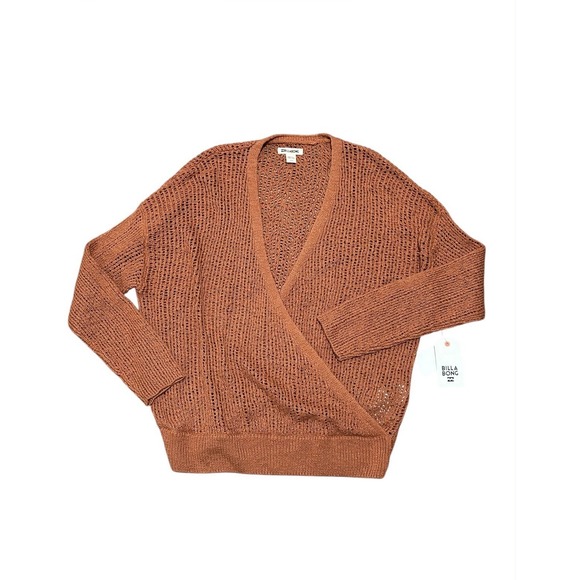 Billabong Rust Wrap Sweater Women's Knit V-Neck Boho Top | New With Tags - Picture 4 of 9